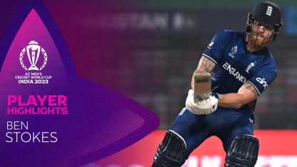 Ben Stokes in action during CWC23