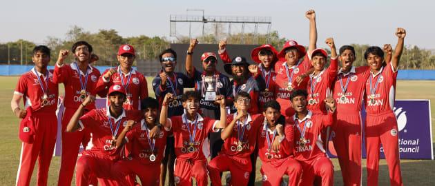 Oman team celebrating their victory